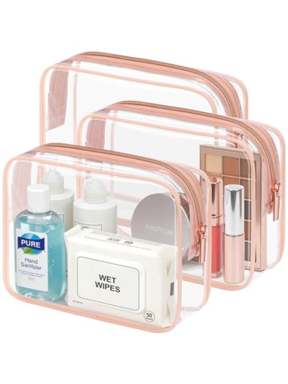 Clear TSA Toiletry Bag Travel Makeup Organizer Quart Size Zipper Pouch